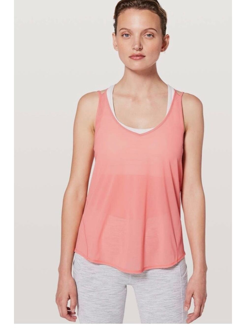 Lululemon Such A Cinch Tank Light Coral Mesh M Flowy Athletic Athleisure